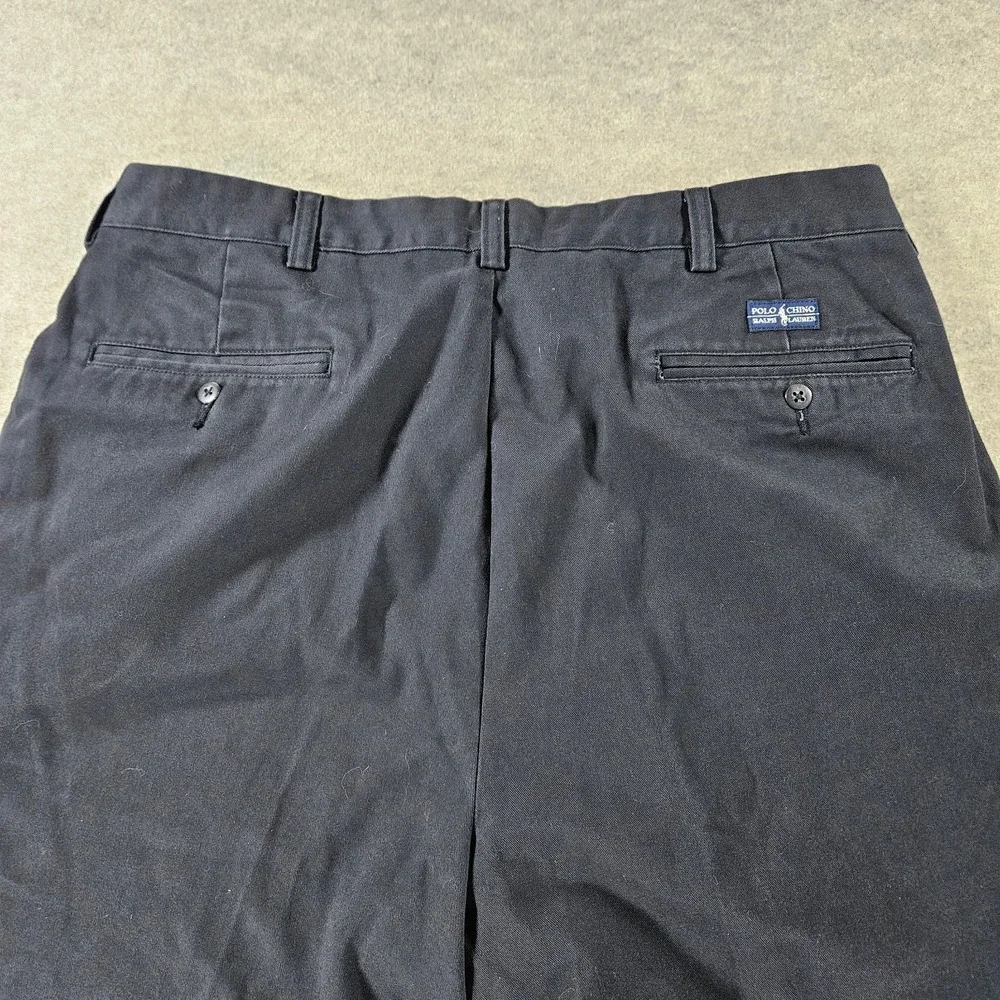 Polo Ralph Lauren Andrew Pant Mens 36x30 Black Pleated Chino Pants Cotton